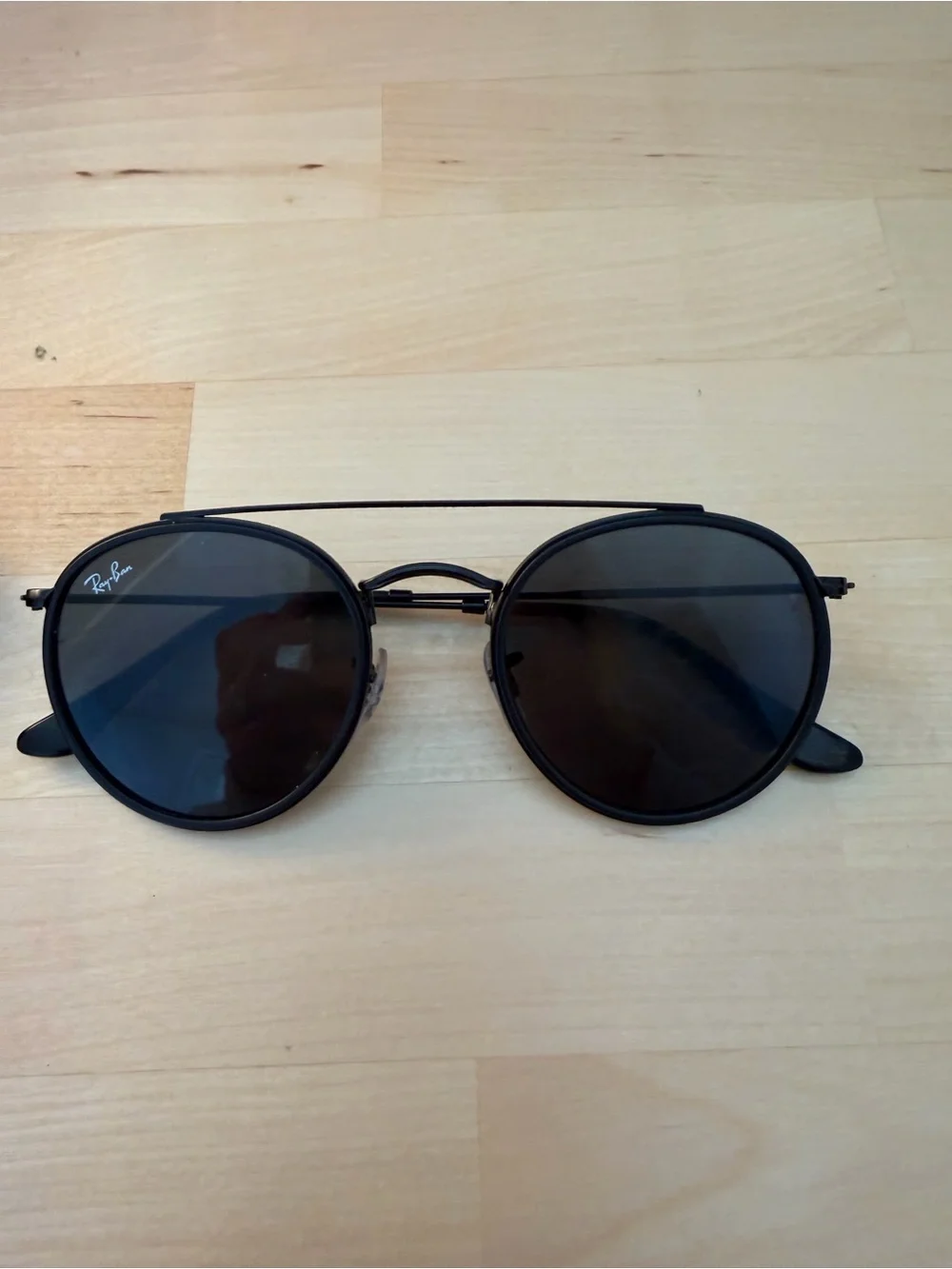 Ray-Ban Round Double Bridge Sunglasses in black